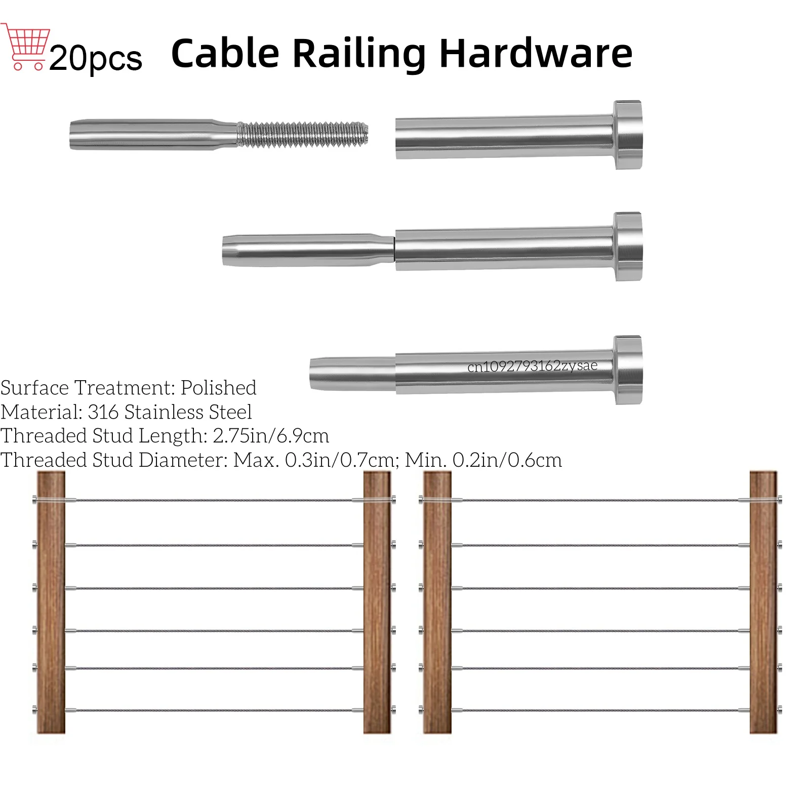 20PCS 316 Stainless Steel Cable Railing Hardware Kits for Deck Stair Wood & Metal Post Cable Railing System
20PCS 316 Stainless Steel Cable Railing Hardware Kits for Deck Stair Wood & Metal Post Cable Railing System