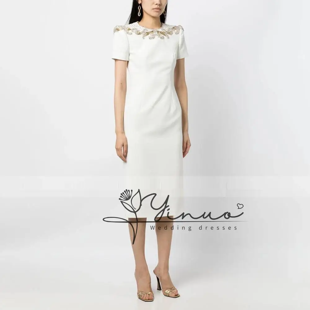 customized Short Evening Party Dresses Crystal O Neck Sheath/Column Evening Gowns for Women 2025 Tea Length Ivory Wedding Guest
customized Short Evening Party Dresses Crystal O Neck Sheath/Column Evening Gowns for Women 2025 Tea Length Ivory Wedding Guest