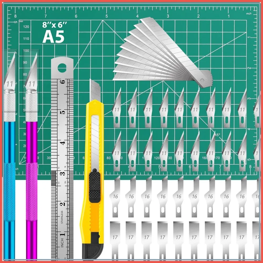 Precision Craft Knife Set with 40 Replacement Blades, Hobby Knives for Scrapbooking & Art Carving
Precision Craft Knife Set with 40 Replacement Blades, Hobby Knives for Scrapbooking & Art Carving