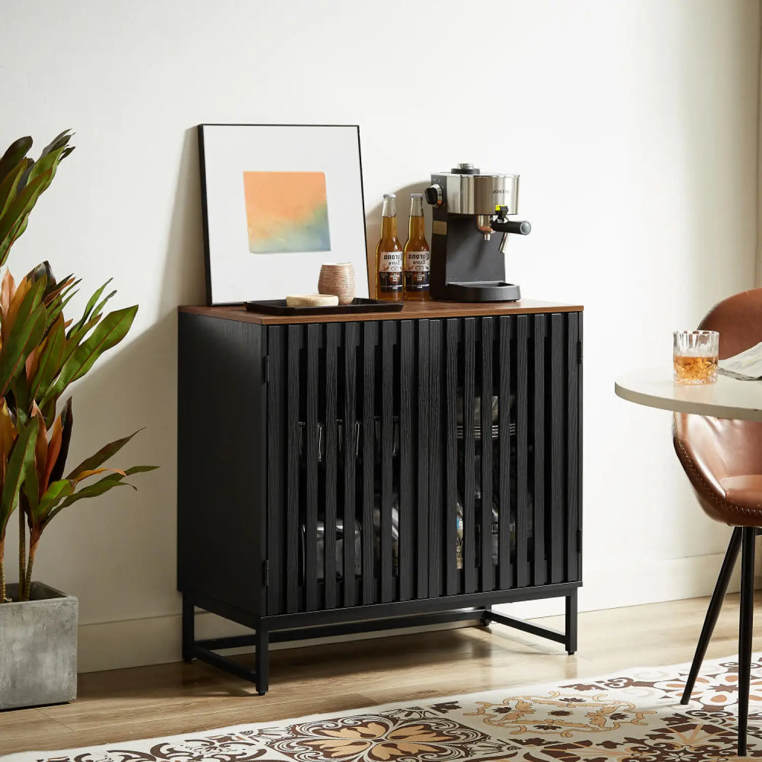 Cabinet with Slatted Grille Striped Door, Modern Style Cabinet, High-Quality MDF and Metal Leg
Cabinet with Slatted Grille Striped Door, Modern Style Cabinet, High-Quality MDF and Metal Leg