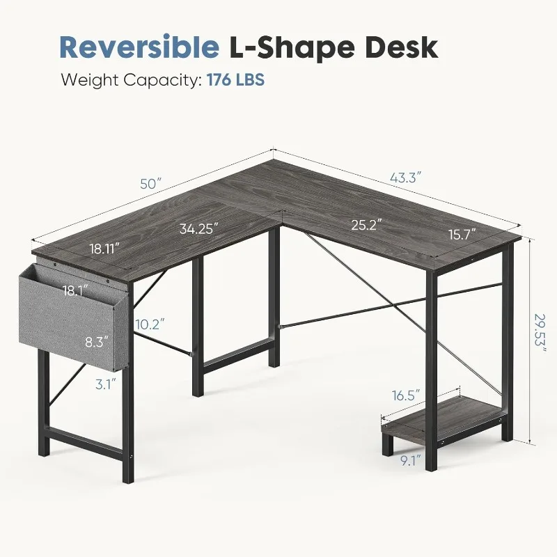 DUMOS Computer Desk Wooden Corner Computer Gaming Desk with Side Storage Pockets for Home Office Small Space
DUMOS Computer Desk Wooden Corner Computer Gaming Desk with Side Storage Pockets for Home Office Small Space
