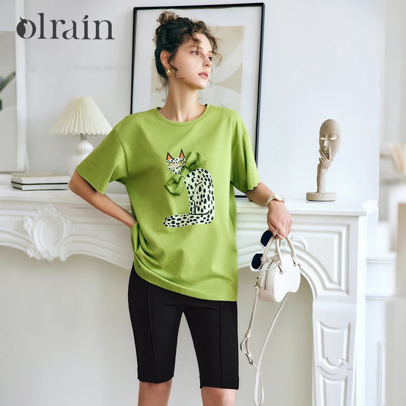 OLrain Green Print T-shirt Woman Spring Summer 2025 100% cotton Streetwear Short Sleeve Casual Loose O Neck Tees Top O22XT60821
OLrain Green Print T-shirt Woman Spring Summer 2025 100% cotton Streetwear Short Sleeve Casual Loose O Neck Tees Top O22XT60821