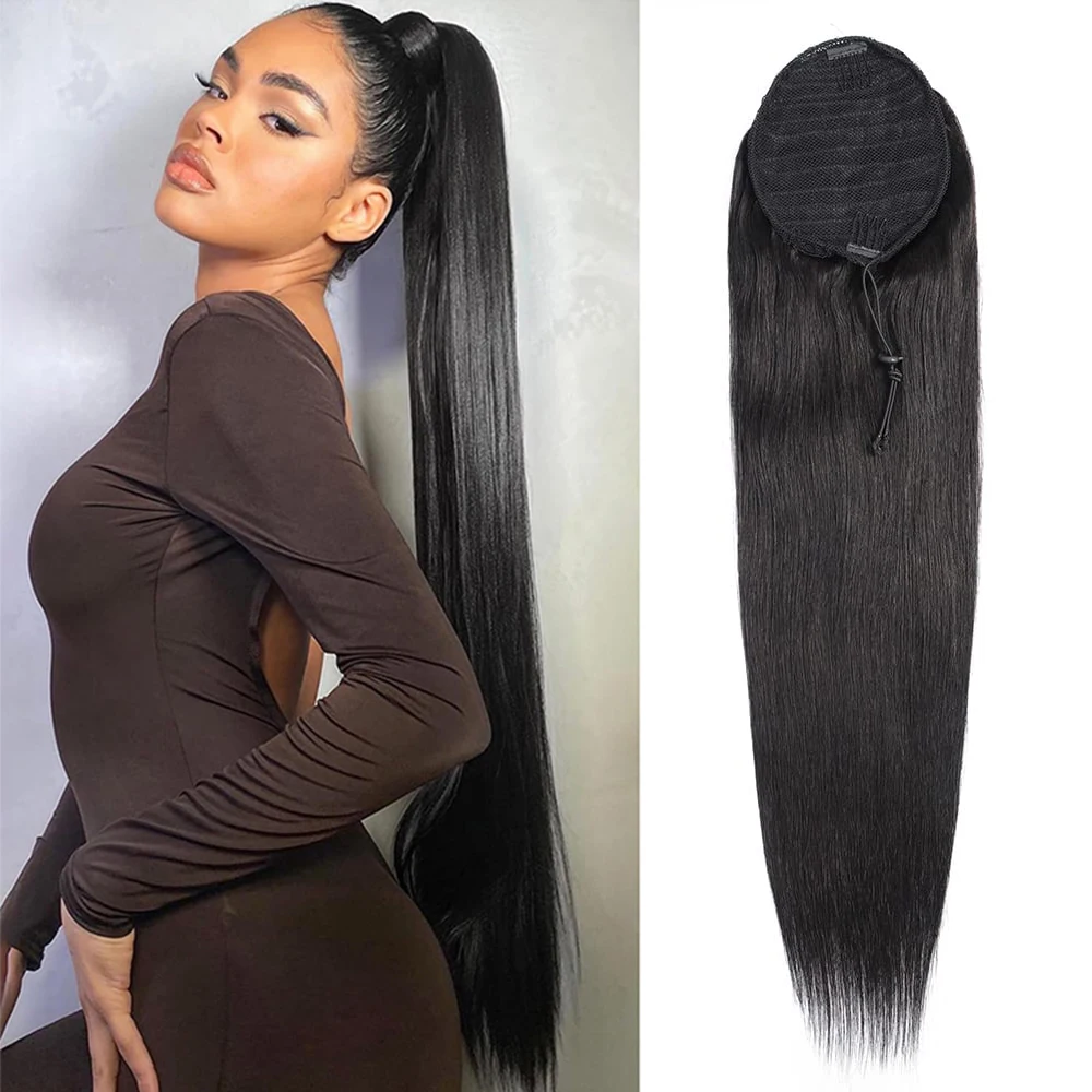 Straight Ponytail Hair Extensions With Hairpiece 100G Natural Black Brazilian Remy 100% Human Hair Drawstring Clip Ins Pony Tail
Straight Ponytail Hair Extensions With Hairpiece 100G Natural Black Brazilian Remy 100% Human Hair Drawstring Clip Ins Pony Tail