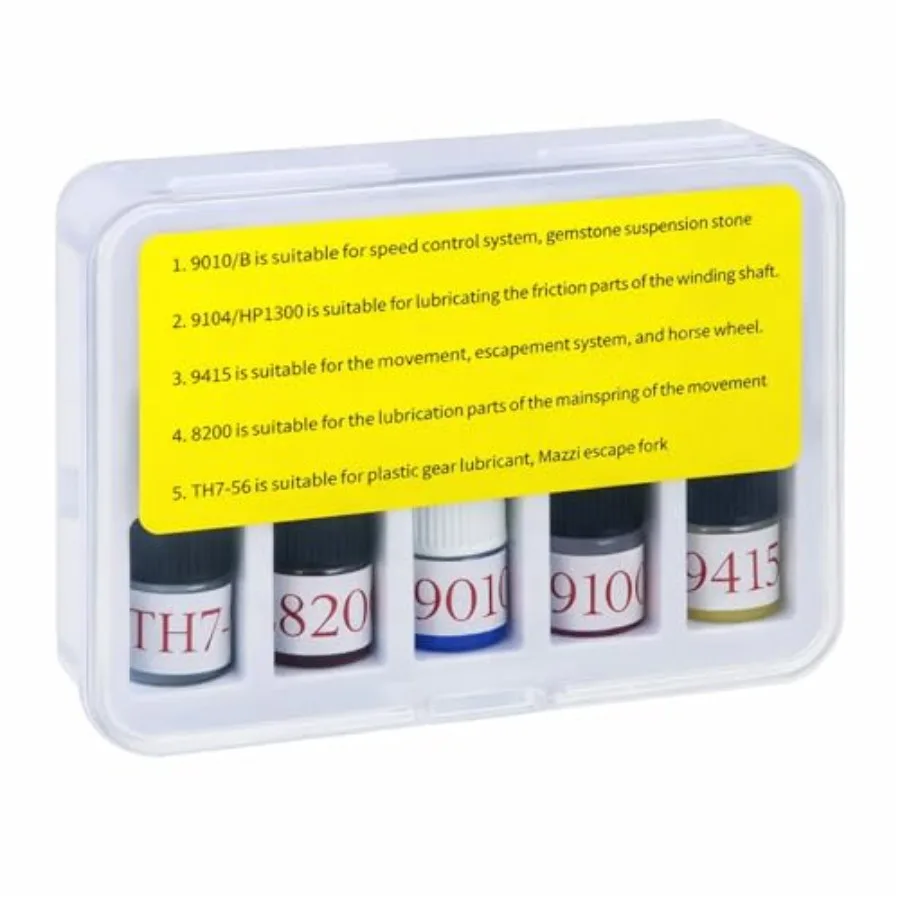 5 Pcs Watch Oil Synthetic Lubricating Oil Kit Smooth Watch Repair Tool Accessories for Movement Maintaining Watchmaker Workers
5 Pcs Watch Oil Synthetic Lubricating Oil Kit Smooth Watch Repair Tool Accessories for Movement Maintaining Watchmaker Workers