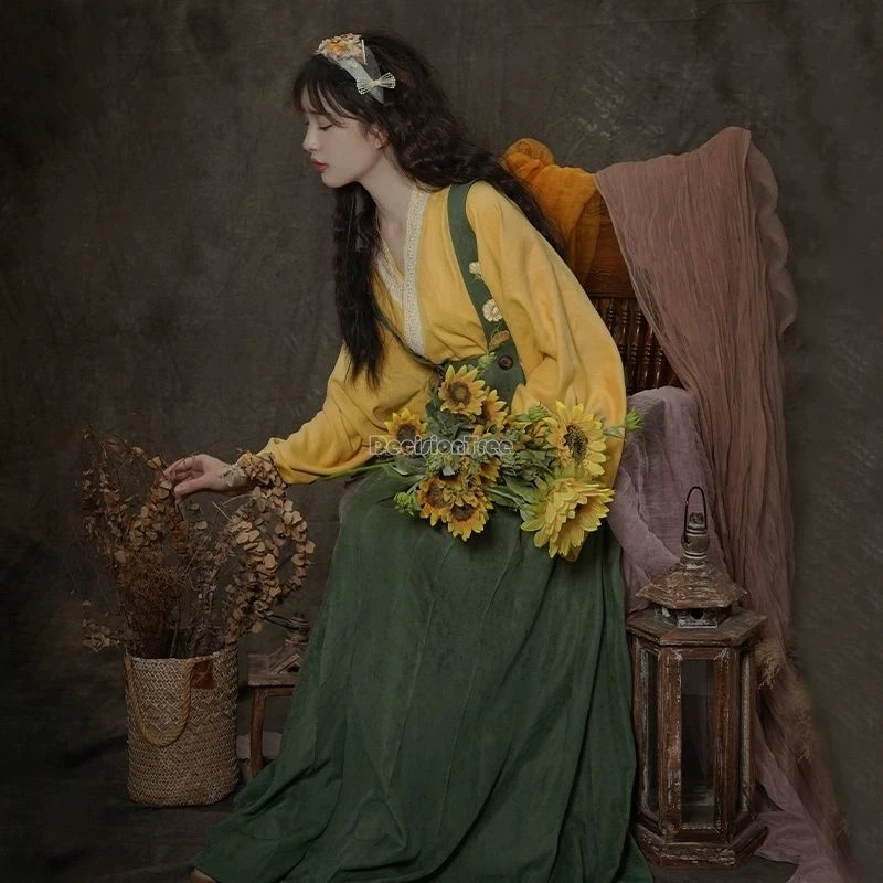 2024 Новый китайский стиль Улучшенный hanfu Женский длинный рукав с перекрестным воротником Топ на бретелях длинная юбка Повседневный осенний повседневный комплект hanfu w167
2024 Новый китайский стиль Улучшенный hanfu Женский длинный рукав с перекрестным воротником Топ на бретелях длинная юбка Повседневный осенний повседневный комплект hanfu w167
