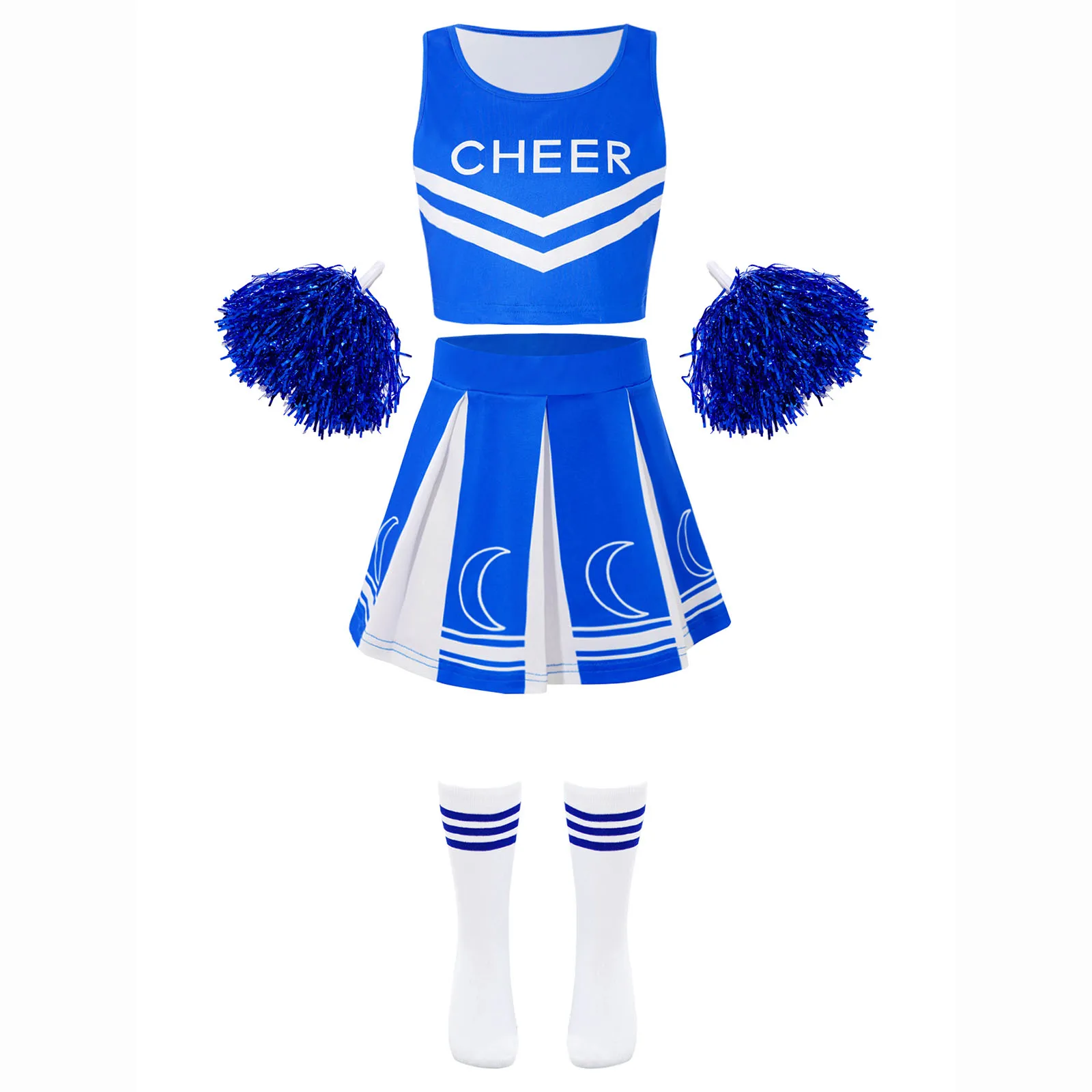 Girls Cheerleading Costumes Crop Top with Pleated Skirt Hand Flowers And Socks Outfits Competition Party Performance Dancewear
Girls Cheerleading Costumes Crop Top with Pleated Skirt Hand Flowers And Socks Outfits Competition Party Performance Dancewear