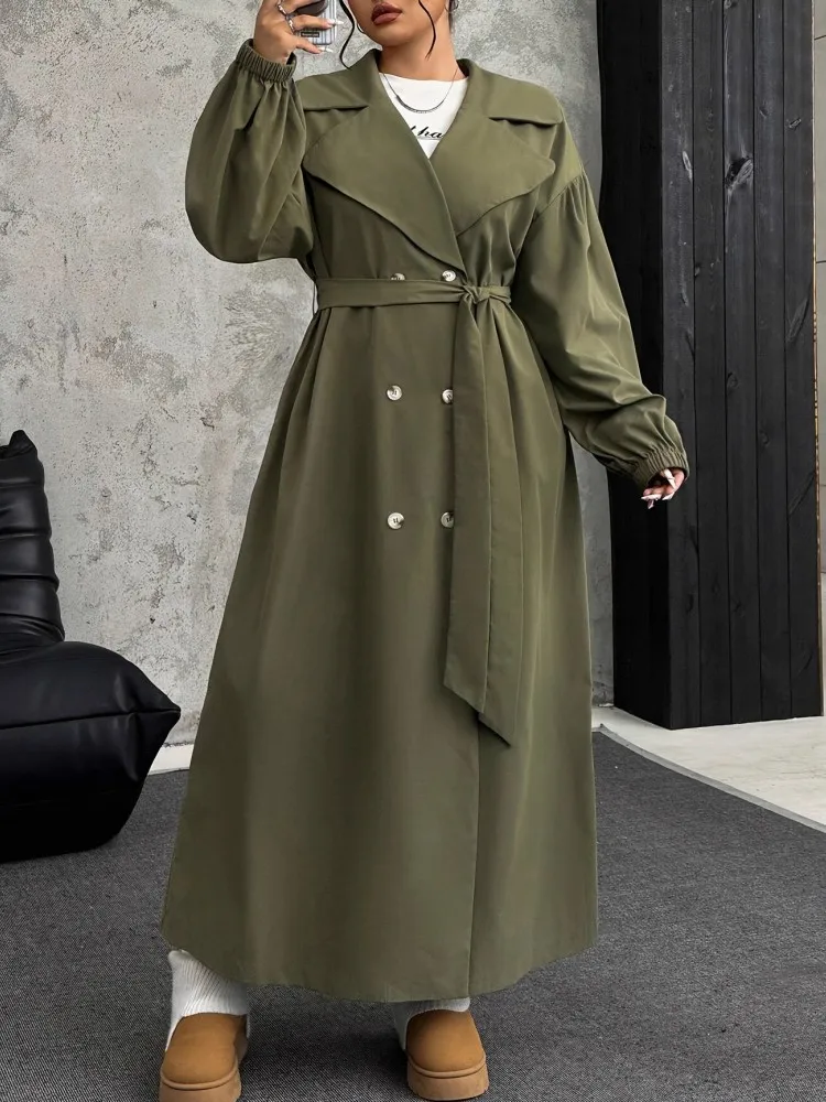 L-5XL Большие размеры, женская мода с поясом, однотонный двубортный плащ, винтажный плащ с лацканами и длинными рукавами, женские шикарные женские наряды
L-5XL Большие размеры, женская мода с поясом, однотонный двубортный плащ, винтажный плащ с лацканами и длинными рукавами, женские шикарные женские наряды