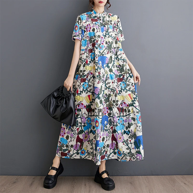 Fashion Print Women Vintage Dress 2024 Summer New Short Sleeve Long Shirt Dresses Ladies Oversized Clothing Vestidos
Fashion Print Women Vintage Dress 2024 Summer New Short Sleeve Long Shirt Dresses Ladies Oversized Clothing Vestidos