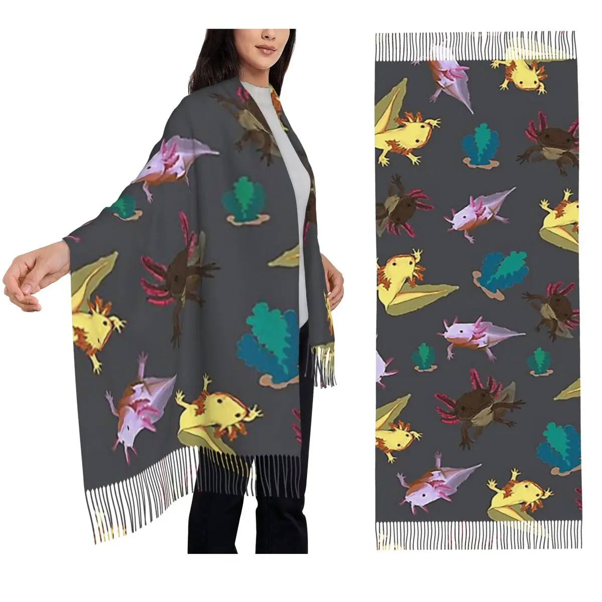 Шарф с рисунком аксолотлей, шарфы с кисточками для женщин, мягкие теплые шали и накидки, большая осенне-зимняя шаль
Шарф с рисунком аксолотлей, шарфы с кисточками для женщин, мягкие теплые шали и накидки, большая осенне-зимняя шаль