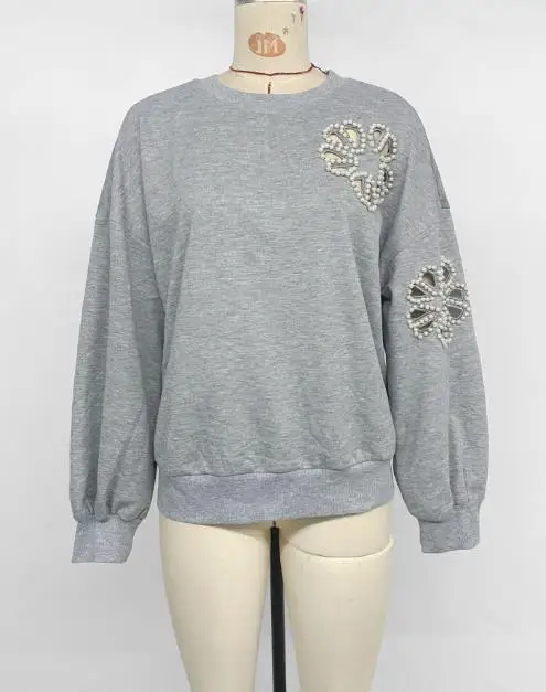 Women's Elegant Pearl Decor Hollow Out Flower Long Sleeve Sweatshirt 2025 New Autumn Casual Round Neck Pullover Top for Women
Women's Elegant Pearl Decor Hollow Out Flower Long Sleeve Sweatshirt 2025 New Autumn Casual Round Neck Pullover Top for Women