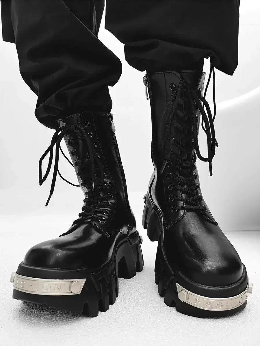2025 Men Motorcycle Boots Platform Leather Luxury Trainers High Top Sneakers Lace Up Zip Autumn Black Shoes
2025 Men Motorcycle Boots Platform Leather Luxury Trainers High Top Sneakers Lace Up Zip Autumn Black Shoes