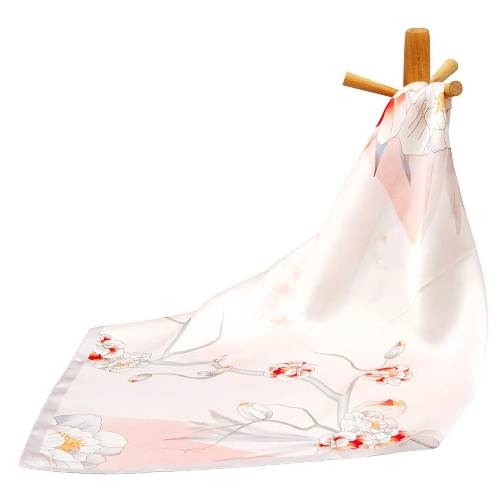 53cm 100% Pure Silk Scarf Women Peach Blossom Print Bandana Pink Red Flower Foulard Elegant Square Neckerchief Ladies Hair Wrap
53cm 100% Pure Silk Scarf Women Peach Blossom Print Bandana Pink Red Flower Foulard Elegant Square Neckerchief Ladies Hair Wrap