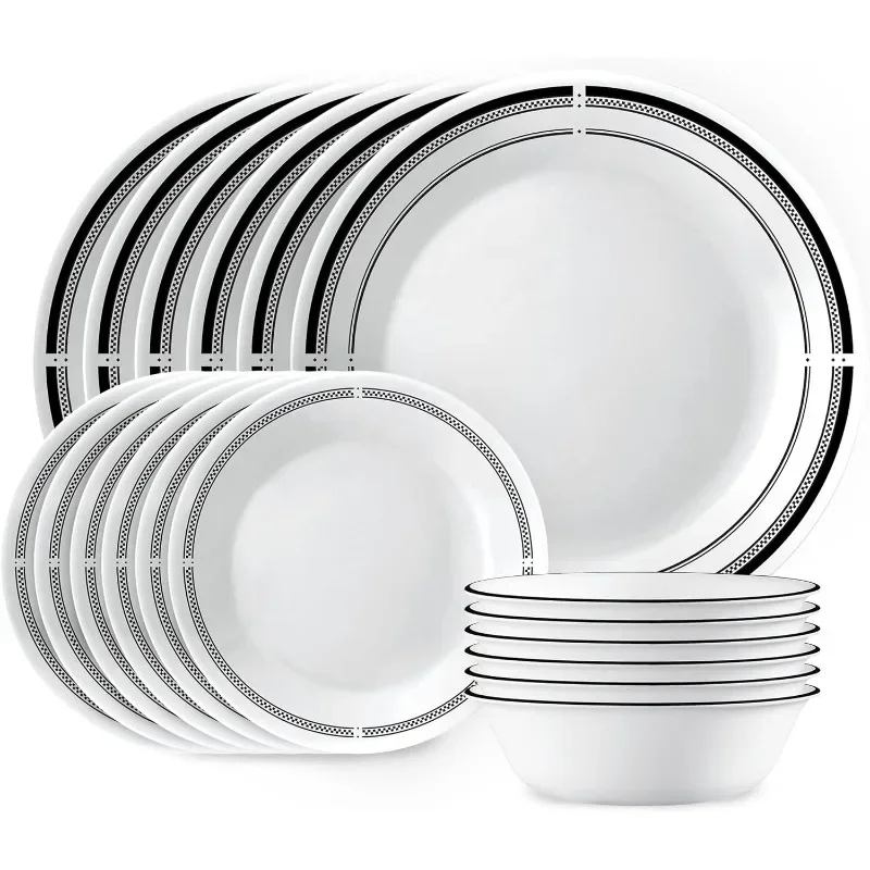 18-Piece Round Dinnerware Set, Lightweight Round Plates and Bowls Set, Vitrelle Triple Layer Glass, Chip and Scratch Resistant
18-Piece Round Dinnerware Set, Lightweight Round Plates and Bowls Set, Vitrelle Triple Layer Glass, Chip and Scratch Resistant
