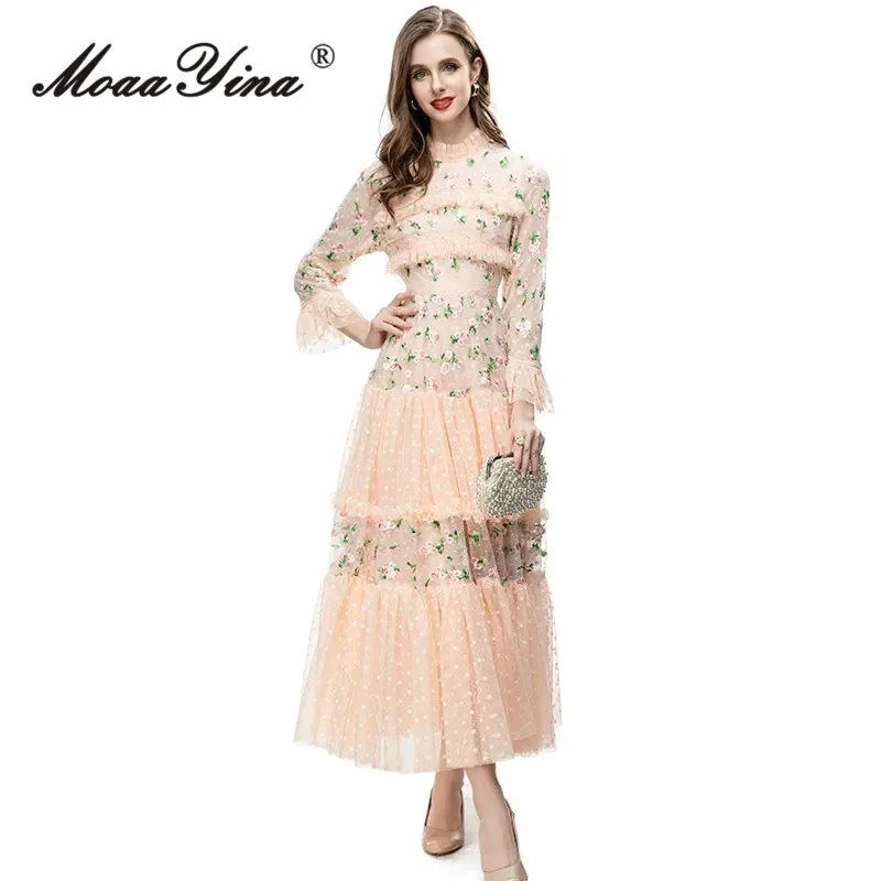 MoaaYina Flare Sleeve Waist Flower Embroidered Ruffle Mesh dress 2023 Spring Autumn New Holiday Patchwork Long Dresses
MoaaYina Flare Sleeve Waist Flower Embroidered Ruffle Mesh dress 2023 Spring Autumn New Holiday Patchwork Long Dresses