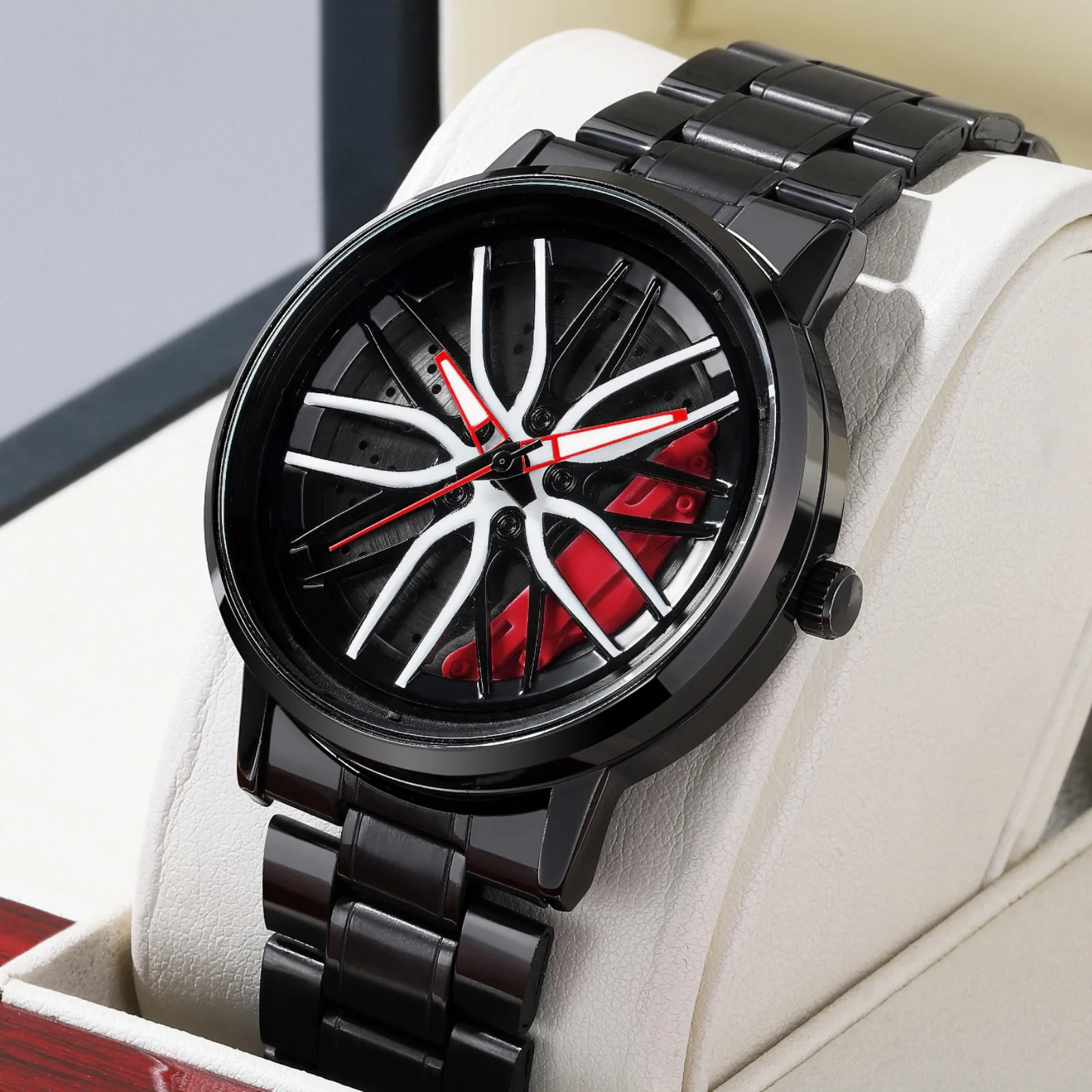 Watch Cool Sports Car Wheel Element 365 ° Rotate the dial Watch Steel Belt Waterproof Male Sports Fashion Quartz Clock Watches
Watch Cool Sports Car Wheel Element 365 ° Rotate the dial Watch Steel Belt Waterproof Male Sports Fashion Quartz Clock Watches