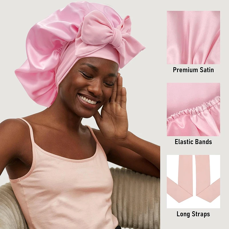 New Satin Solid Sleeping Hat With Stretchy Tie Band Elastic For Women Night Shower Cap Adjustable Hair Head Cover Bonnet Turban
New Satin Solid Sleeping Hat With Stretchy Tie Band Elastic For Women Night Shower Cap Adjustable Hair Head Cover Bonnet Turban