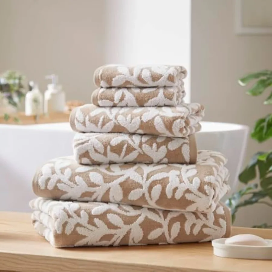 Floral Decorative Towel Set of 6, Zero Twist Cotton Bath Towel Set with Botanical Leaf Pattern, Soft Absorbent Quick Dry Bathro
Floral Decorative Towel Set of 6, Zero Twist Cotton Bath Towel Set with Botanical Leaf Pattern, Soft Absorbent Quick Dry Bathro
