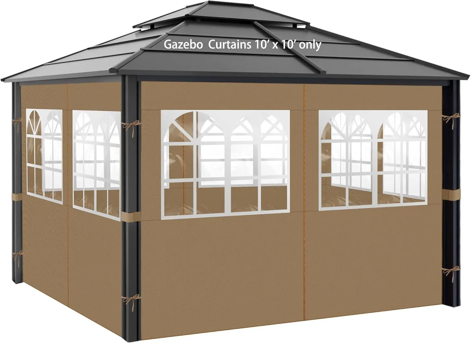 Gazebo Privacy Curtains 10' x 10' with PVC Windows 4 Panels Side Wall with Zipper Universal Replacement for Patio Outdoor Canopy
Gazebo Privacy Curtains 10' x 10' with PVC Windows 4 Panels Side Wall with Zipper Universal Replacement for Patio Outdoor Canopy