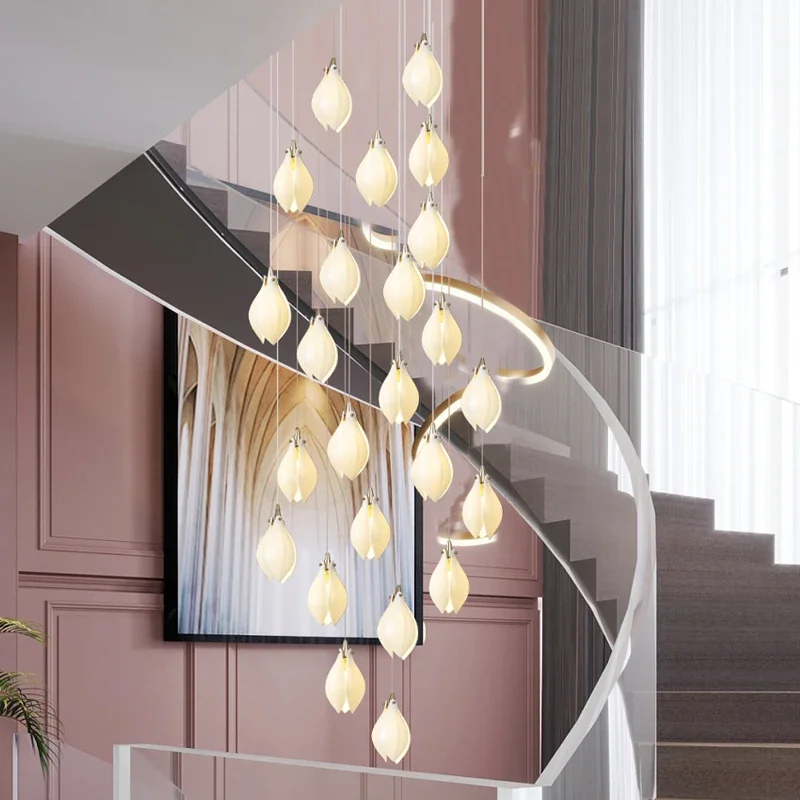 LEDModern Light Luxury Staircase Chandelier Villa Living Room Bedroom Bedside Pendant Ceramic Magnolia Dining Lamp
LEDModern Light Luxury Staircase Chandelier Villa Living Room Bedroom Bedside Pendant Ceramic Magnolia Dining Lamp