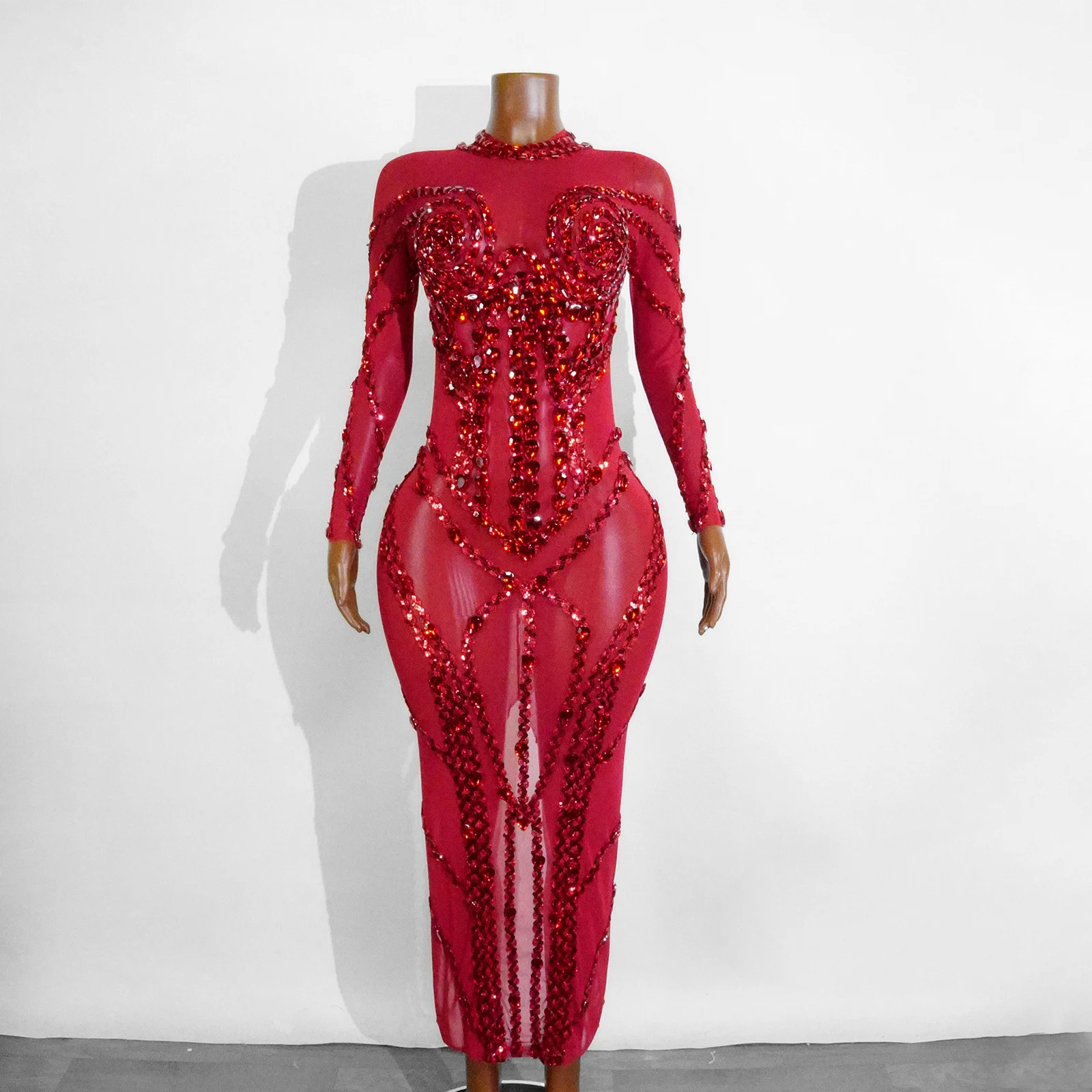 Sexy Red Glitter Allcrystal Mesh Dress For Women Luxurious Sequined Ds Singer Club Party Birthday Dress Drag Queen Dance Costume
Sexy Red Glitter Allcrystal Mesh Dress For Women Luxurious Sequined Ds Singer Club Party Birthday Dress Drag Queen Dance Costume
