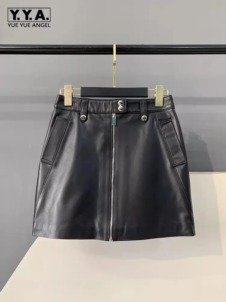 New Autumn Women Sexy Genuine Leather Skirt High Waist A Line Black Mini Skirts Zipper Casual Streetwear Ladies Sheepskin Skirts 
New Autumn Women Sexy Genuine Leather Skirt High Waist A Line Black Mini Skirts Zipper Casual Streetwear Ladies Sheepskin Skirts