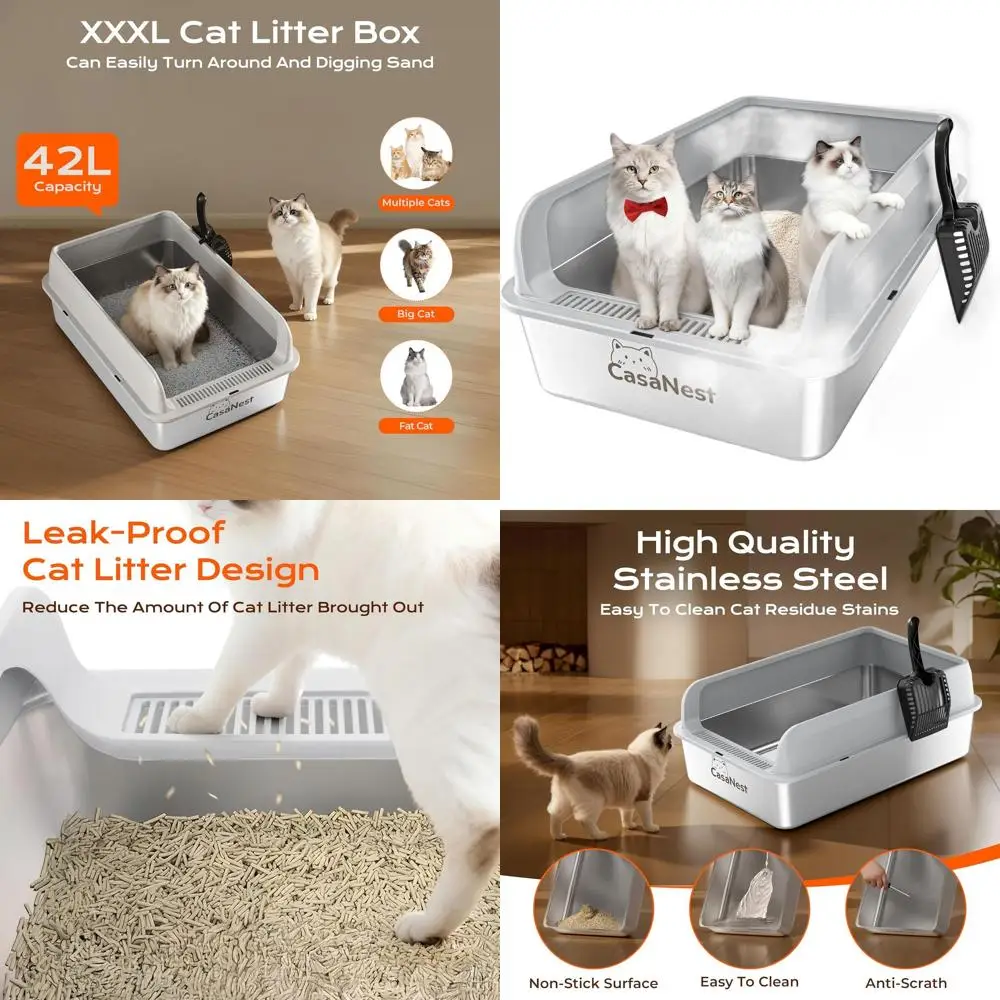 Extra Large 28.1 Metal Litter Box for Big Cats or Multiple Felines - Low Entry, Non-Stick, Leak-Proof, Easy Clean
Extra Large 28.1 Metal Litter Box for Big Cats or Multiple Felines - Low Entry, Non-Stick, Leak-Proof, Easy Clean