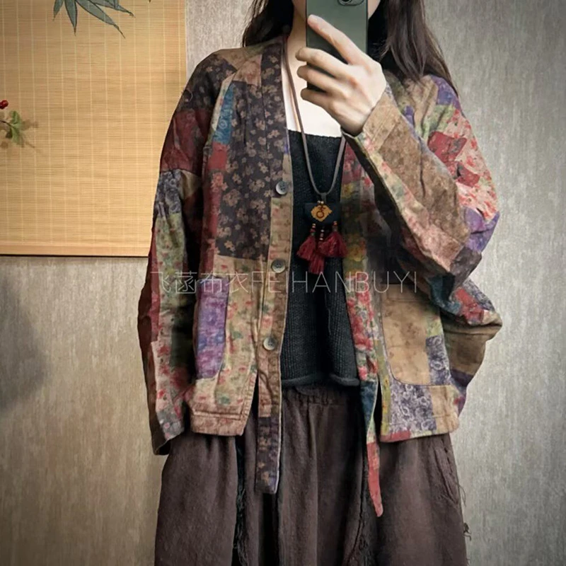 26 New Arrival Spring/autumn Women Casual Loose Vintage Print Cotton Linen V-neck Jackets Single Breasted Outerwear & Coats F83
26 New Arrival Spring/autumn Women Casual Loose Vintage Print Cotton Linen V-neck Jackets Single Breasted Outerwear & Coats F83