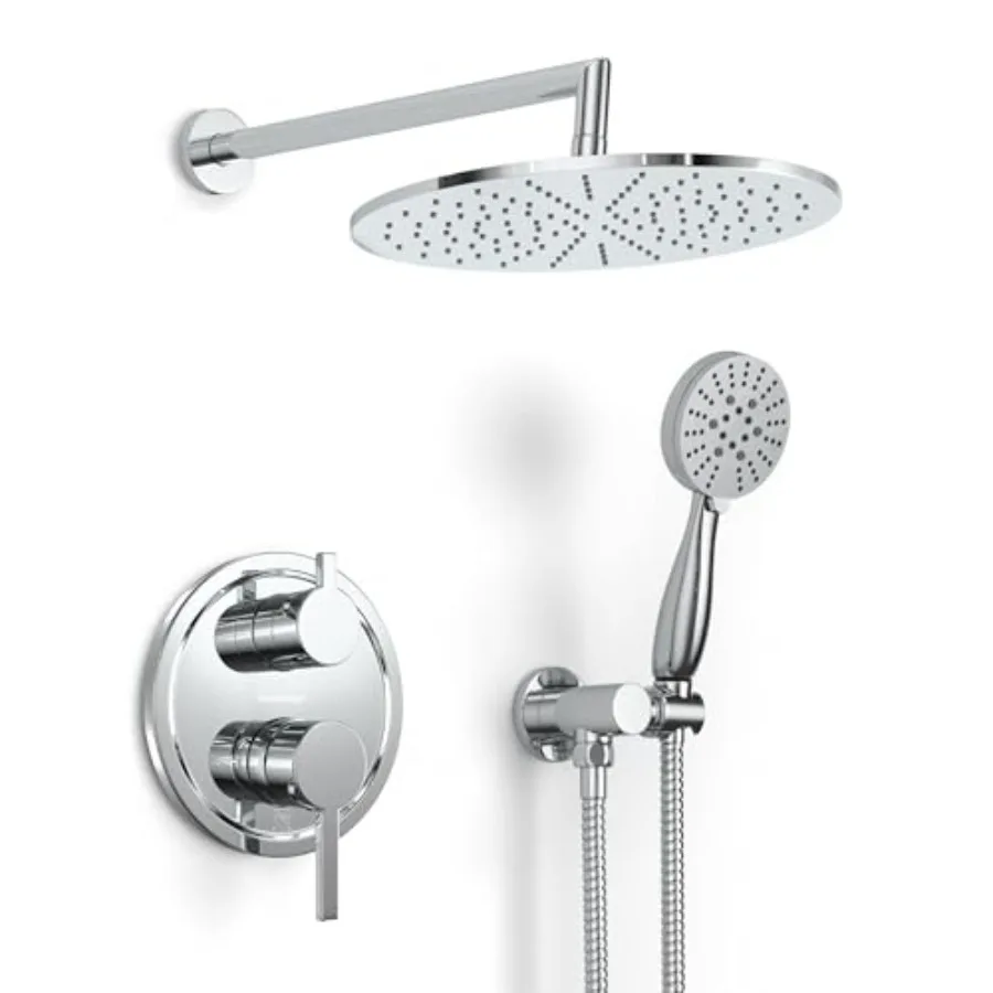 Rain shower system for bathroom: solid metal, chrome, includes handheld, 10 rainfall head, valve, trim kit, 2-handle faucet wit
Rain shower system for bathroom: solid metal, chrome, includes handheld, 10 rainfall head, valve, trim kit, 2-handle faucet wit
