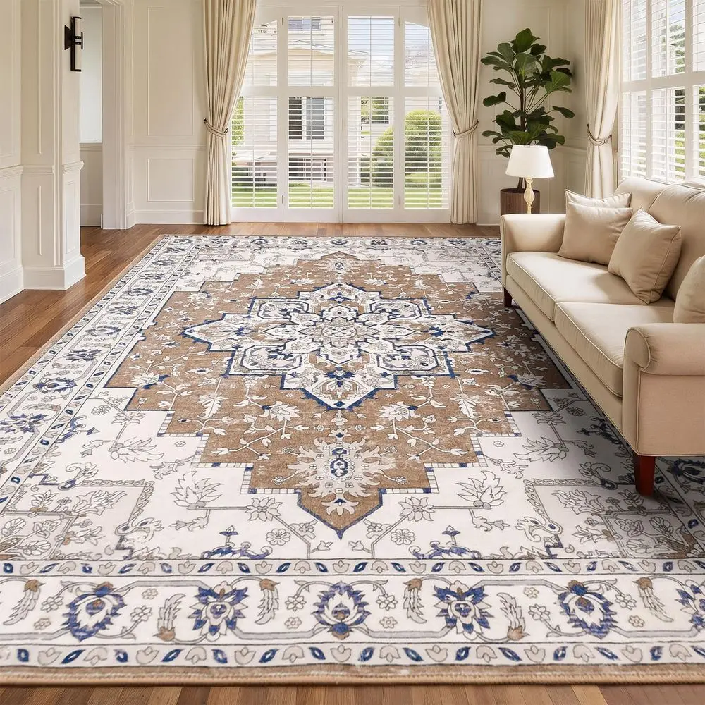 Vintage Washable Area Rug, Non Slip Backing, Low Pile, Floral Carpet for Living Room, Bedroom, Dining Room - Brown/Beige
Vintage Washable Area Rug, Non Slip Backing, Low Pile, Floral Carpet for Living Room, Bedroom, Dining Room - Brown/Beige