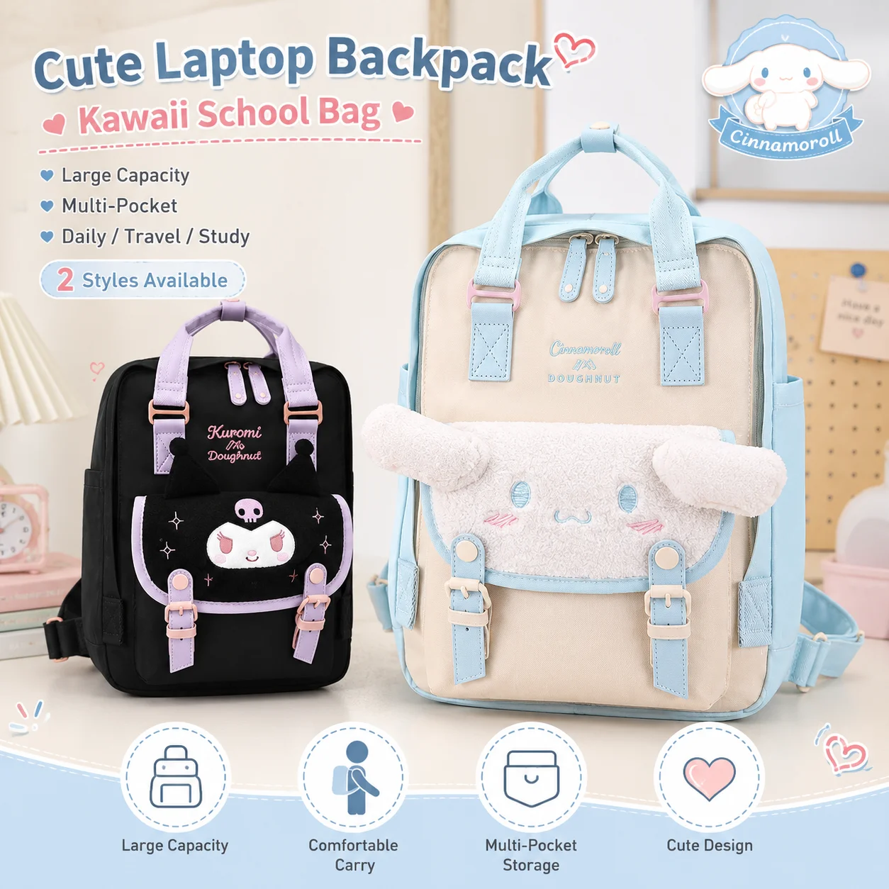 Sanrio cute daily young women multi-layer large capacity commute work backpack student school bag tablet backpack holiday gift
Sanrio cute daily young women multi-layer large capacity commute work backpack student school bag tablet backpack holiday gift