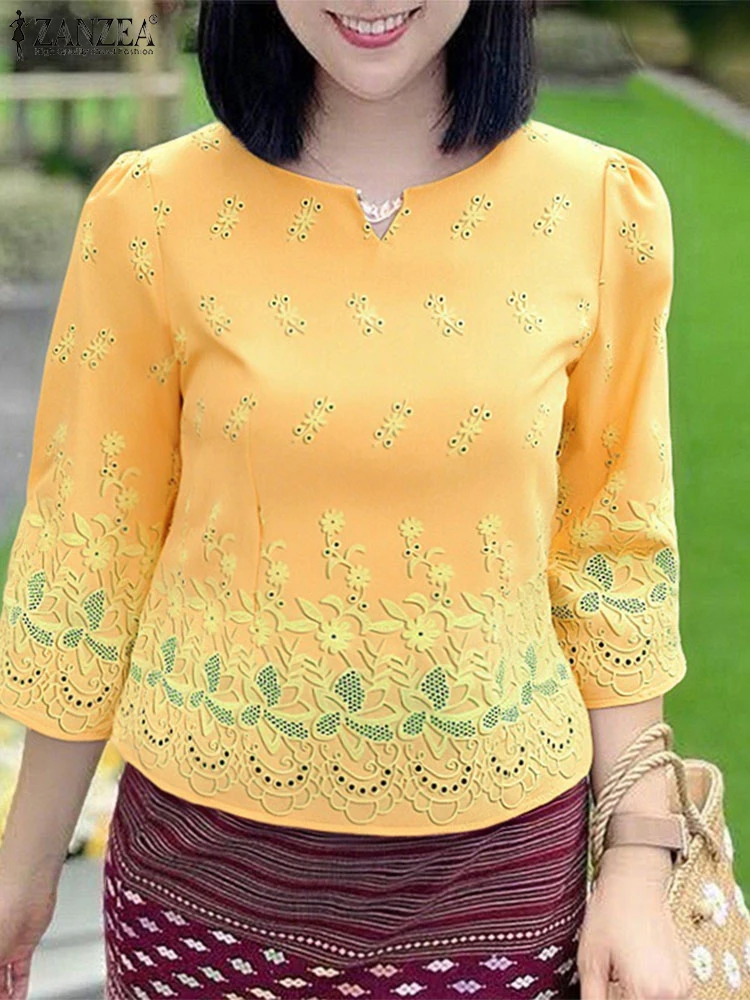 ZANZEA Casual Loose Blouse 3/4 Sleeve Tops 2025 Summer Pullover Vintage V-neck Blusas Elegant OL Work Tunic Oversized S-5XL
ZANZEA Casual Loose Blouse 3/4 Sleeve Tops 2025 Summer Pullover Vintage V-neck Blusas Elegant OL Work Tunic Oversized S-5XL