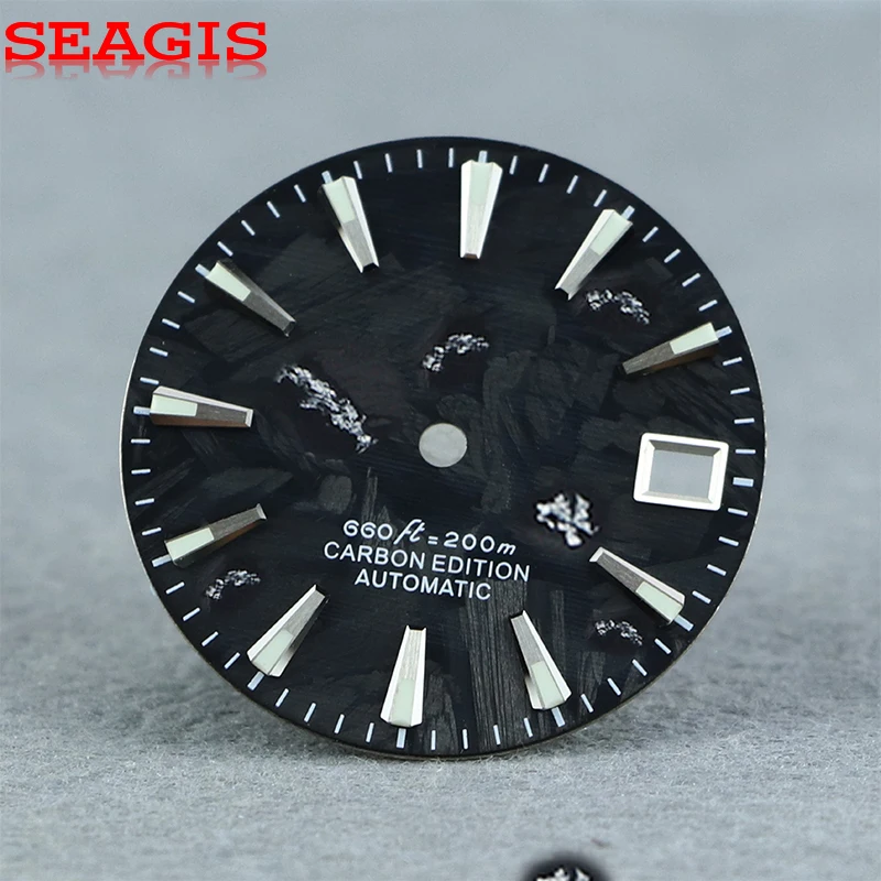 SEAGIS 28.5mm Carbon Fiber Dial NH35 Movement BGW9 lume No Logo High quality watch face
SEAGIS 28.5mm Carbon Fiber Dial NH35 Movement BGW9 lume No Logo High quality watch face