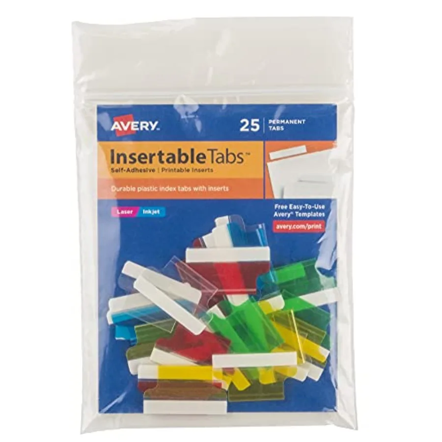 Insertable Self-Adhesive Tabs with Printable Inserts, 1", Permanent Adhesive, Assorted Blue, Clear, Green, Red and Yellow,Pack
Insertable Self-Adhesive Tabs with Printable Inserts, 1", Permanent Adhesive, Assorted Blue, Clear, Green, Red and Yellow,Pack