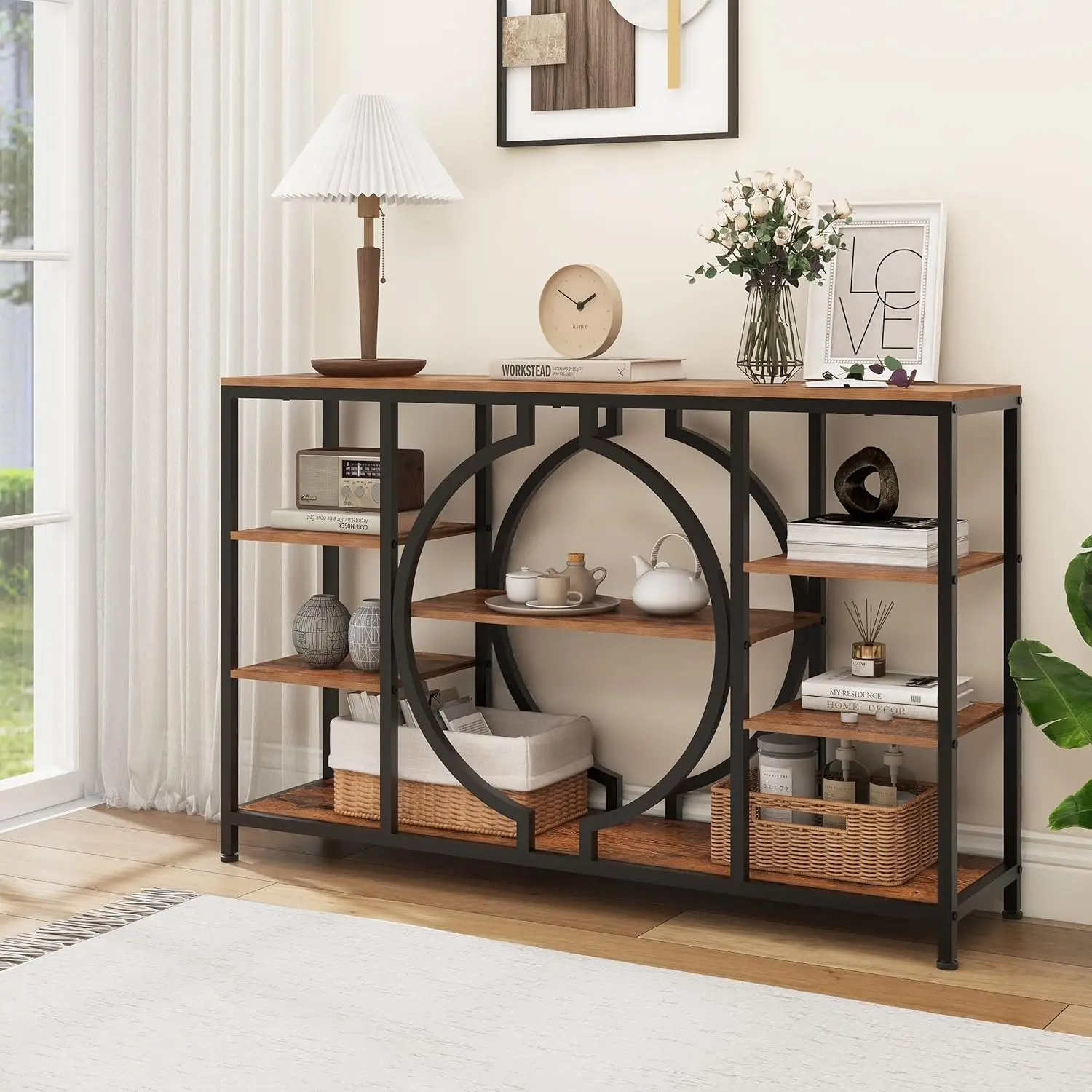 47' Industrial Console Tables for Entryway Rustic Sofa Table Behind Couch 4 Tier Wooden Shelves Entry Table with Storage for
47' Industrial Console Tables for Entryway Rustic Sofa Table Behind Couch 4 Tier Wooden Shelves Entry Table with Storage for