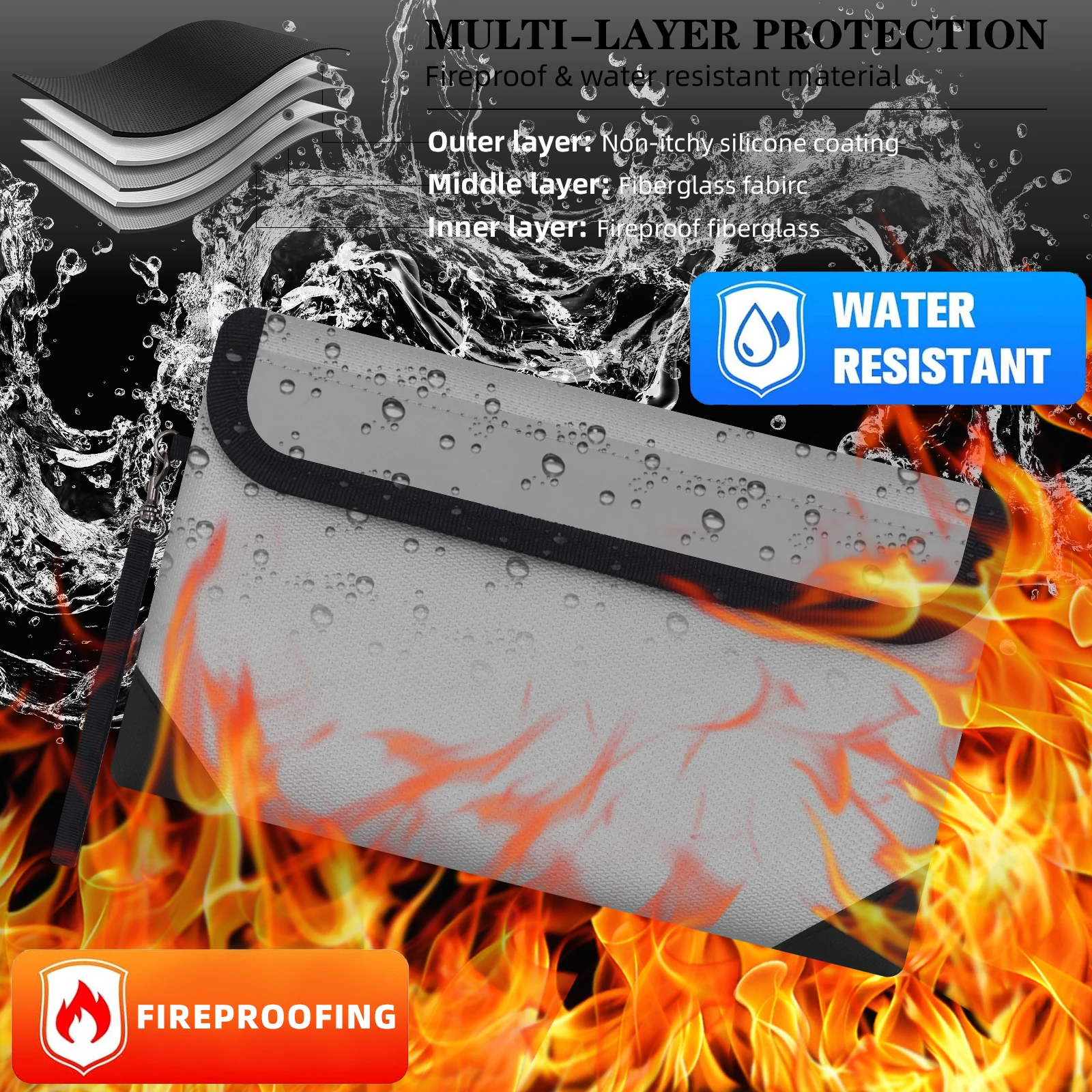 2Pcs Fireproof Doc Bag 8.3×5.1in Waterproof Fireproof Money Bag Portable Zipper Safe Pouch Cash Passport Cert Jewelry Gift
2Pcs Fireproof Doc Bag 8.3×5.1in Waterproof Fireproof Money Bag Portable Zipper Safe Pouch Cash Passport Cert Jewelry Gift