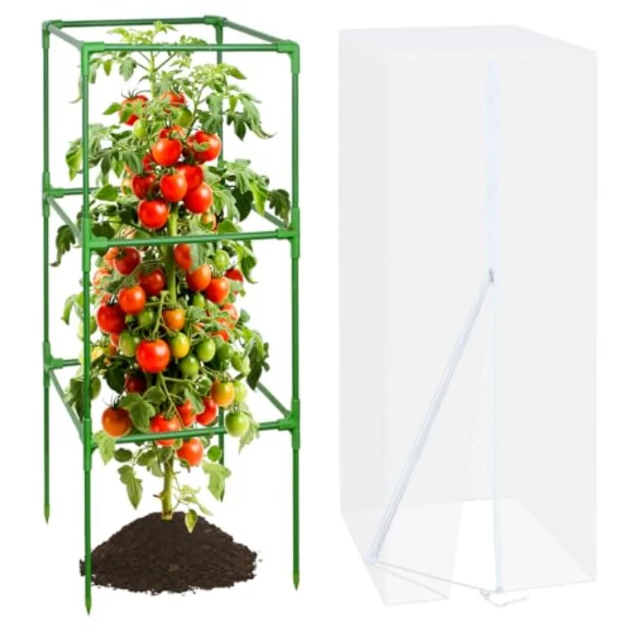 Tomato Cages with Bird Netting Set - 2 Pack 45 Inches Heavy Duty Tomato Cages + 2 Pack 43 Inches Garden Mesh Barrier for Tomato
Tomato Cages with Bird Netting Set - 2 Pack 45 Inches Heavy Duty Tomato Cages + 2 Pack 43 Inches Garden Mesh Barrier for Tomato