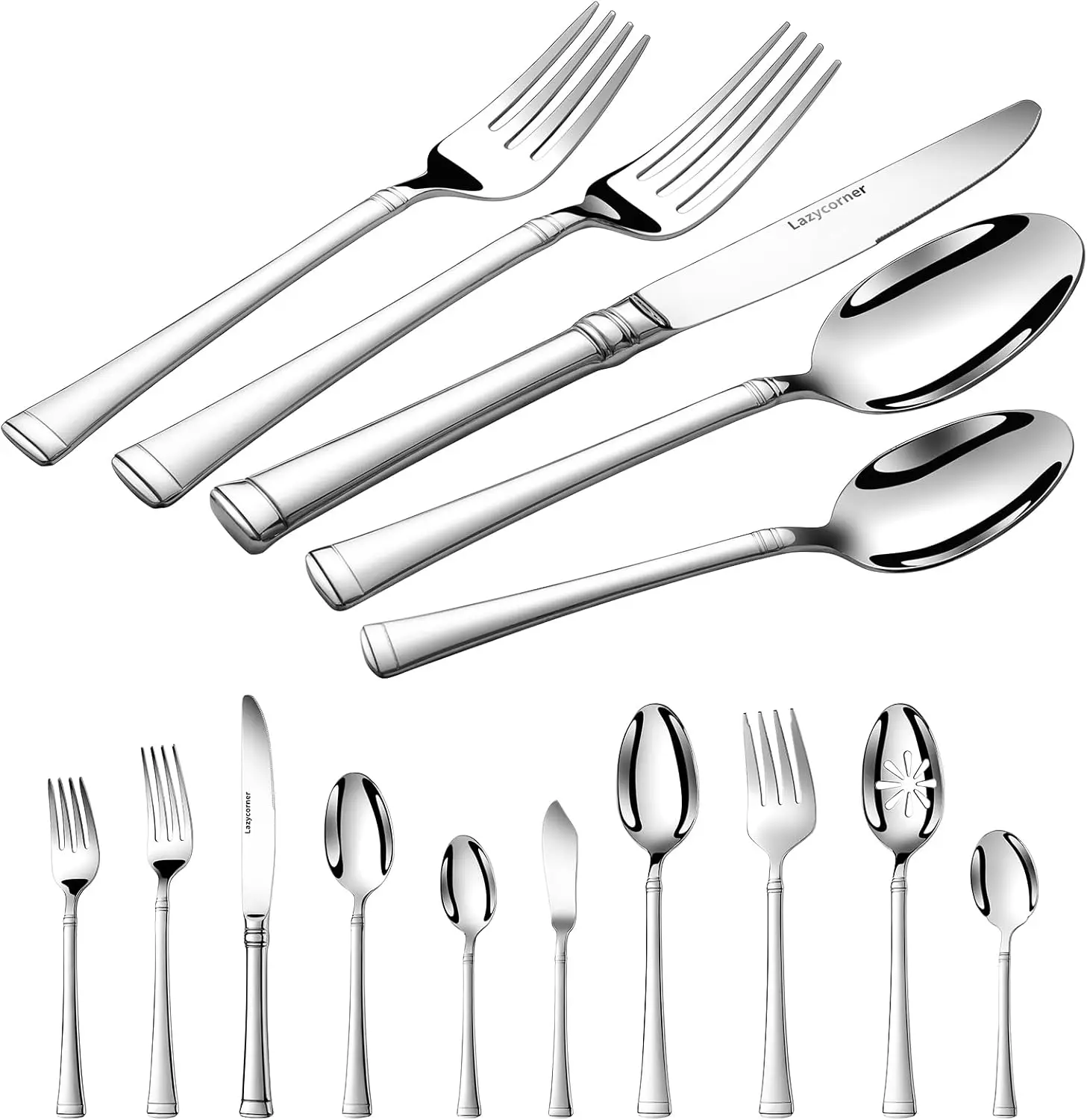 18/10 Stainless Steel 65-Piece Flatware Set for 12, Mirror Polished Cutlery with Serving Utensils
18/10 Stainless Steel 65-Piece Flatware Set for 12, Mirror Polished Cutlery with Serving Utensils
