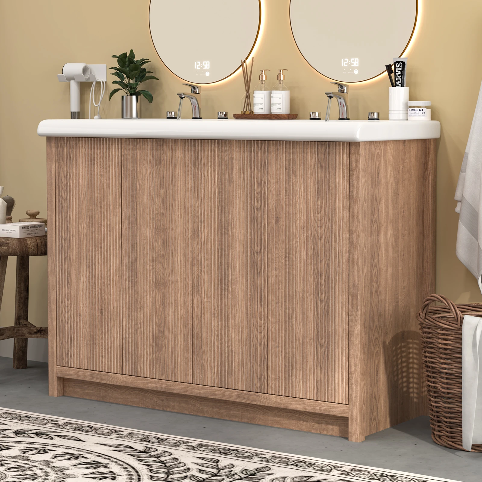 Bathroom Vanity Set with Ceramic Sink, Freestanding Storage Cabinet, Modern Wooden Bath Vanity for Home Bathroom Organizer
Bathroom Vanity Set with Ceramic Sink, Freestanding Storage Cabinet, Modern Wooden Bath Vanity for Home Bathroom Organizer