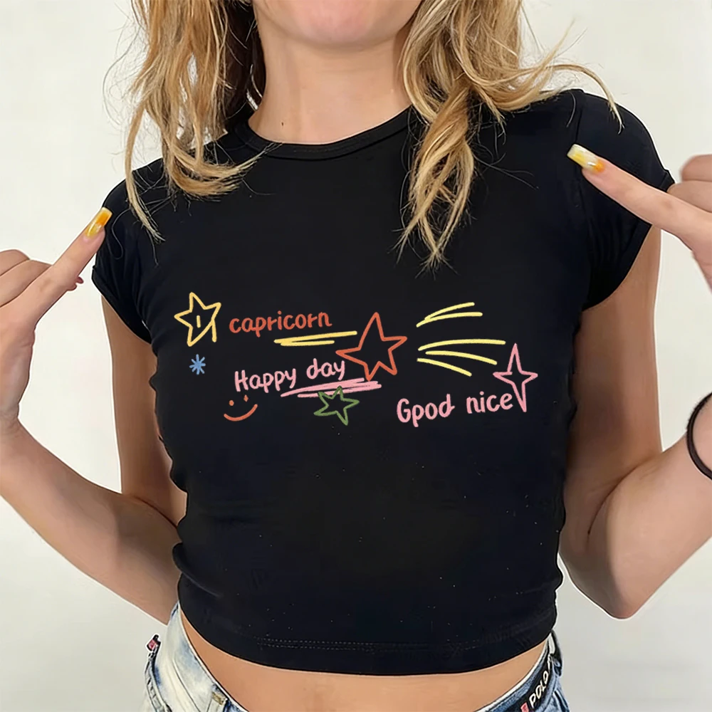 Cute Women's Capricorn Zodiac Happy Day T-shirts Harajuku 90s Girls 100% Cotton Crew Neck Streetwear Vintage Crop Tops
Cute Women's Capricorn Zodiac Happy Day T-shirts Harajuku 90s Girls 100% Cotton Crew Neck Streetwear Vintage Crop Tops