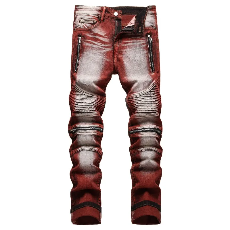 KIDWHXR Men Denim Pant High Street Contrast Color Zipper Male Pencil Pant American Slim Mid Waist Washed Pocket Man Trousers
KIDWHXR Men Denim Pant High Street Contrast Color Zipper Male Pencil Pant American Slim Mid Waist Washed Pocket Man Trousers