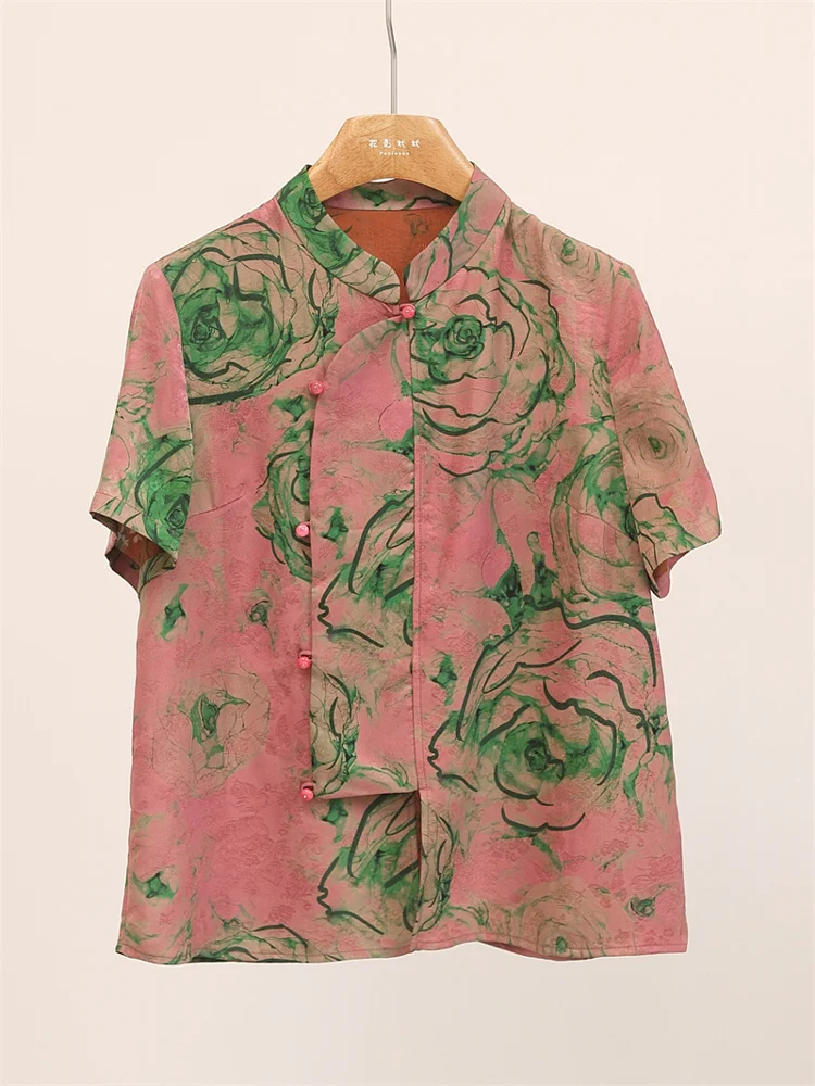 Женская блузка Red Cloud Silk с коротким рукавом, воротником-стойкой, в китайском ретро-стиле, универсальный топ Fanyoo, лето 2025
Женская блузка Red Cloud Silk с коротким рукавом, воротником-стойкой, в китайском ретро-стиле, универсальный топ Fanyoo, лето 2025