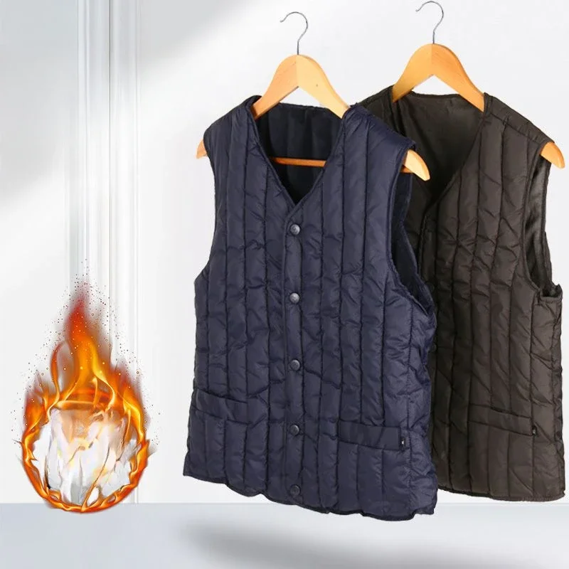 Men 2024 Winter Fashion Solid Color Warm Sleeveless Jacket Male Streetwear Down Cotton Waistcoat Men V-neck Thick Vest Coat D634
Men 2024 Winter Fashion Solid Color Warm Sleeveless Jacket Male Streetwear Down Cotton Waistcoat Men V-neck Thick Vest Coat D634