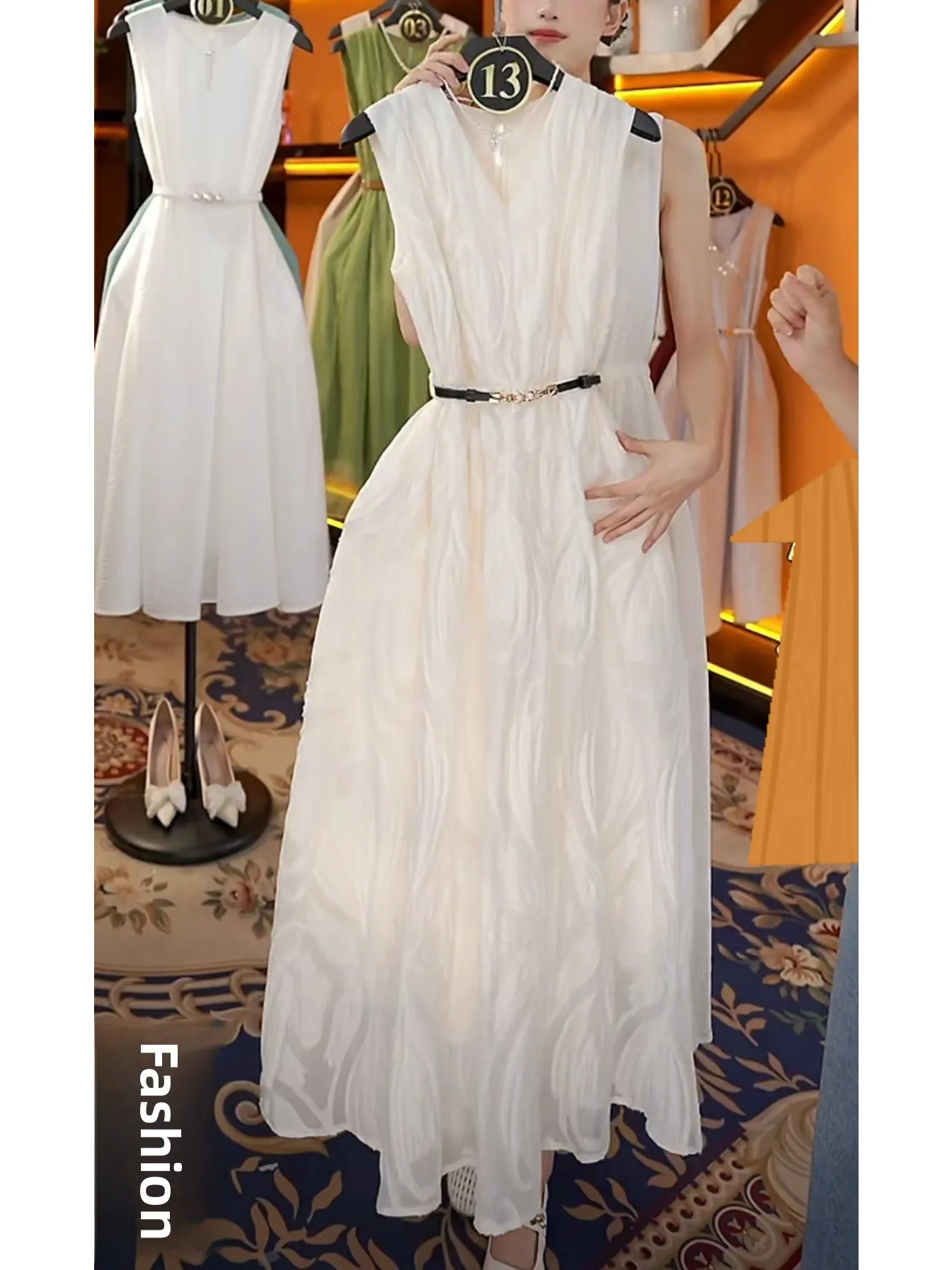 Slimming High Waist Sleeveless Meat Concealing Dress Fashionable A-Line Midi Skirt French Style Polyester Fiber round Neck Ca...
Slimming High Waist Sleeveless Meat Concealing Dress Fashionable A-Line Midi Skirt French Style Polyester Fiber round Neck Ca...