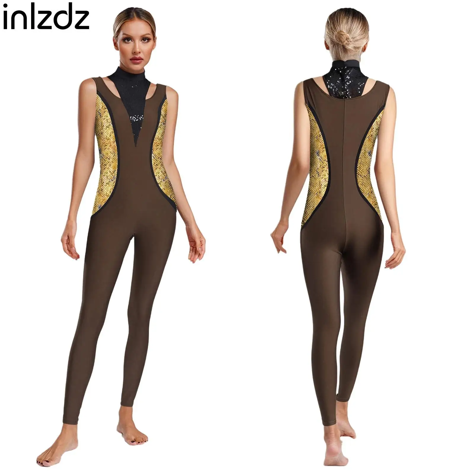 Womens Snakeskin Pattern Print Jumpsuit Sleeveless Shoulder Hollow Out Sequin Long Pants Bodysuit Gymnastics Unitard Dancewear
Womens Snakeskin Pattern Print Jumpsuit Sleeveless Shoulder Hollow Out Sequin Long Pants Bodysuit Gymnastics Unitard Dancewear