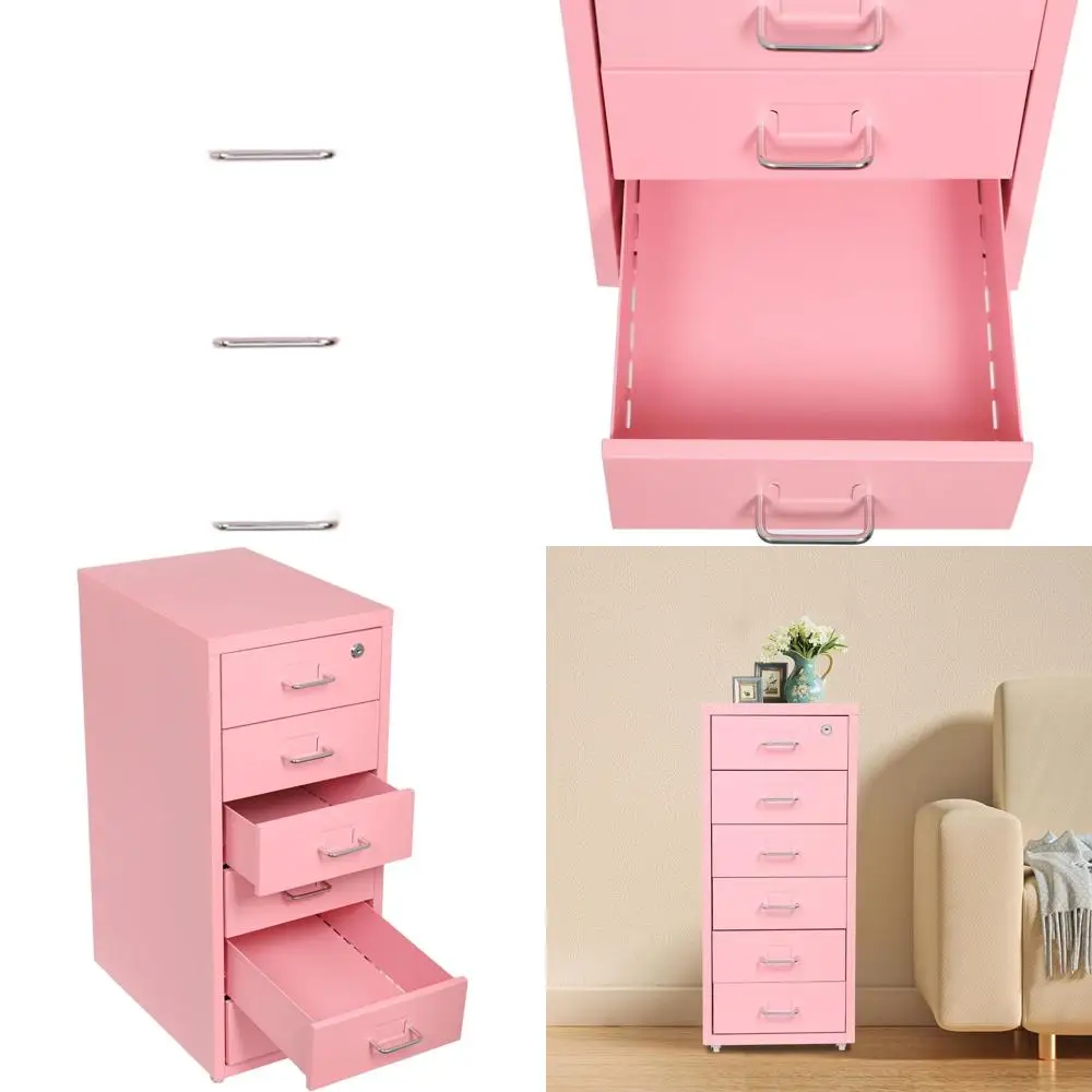 Pink Steel Vertical File Cabinet with 6 Lockable Drawers for Home Office, Suitable for Letter, Legal, A4, F4, and Craft Storage
Pink Steel Vertical File Cabinet with 6 Lockable Drawers for Home Office, Suitable for Letter, Legal, A4, F4, and Craft Storage