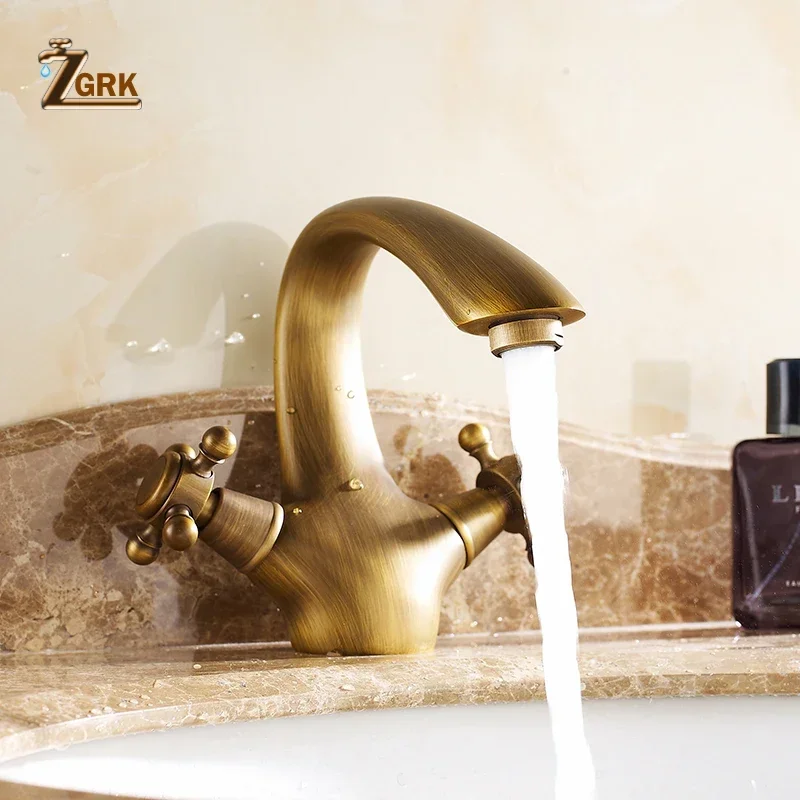 ZGRK Antique Brass Basin Faucet Single Hole Dual Handle Bathroom Faucets Deck Mounted Basin Mixer Tap Bronze Sink Tap
ZGRK Antique Brass Basin Faucet Single Hole Dual Handle Bathroom Faucets Deck Mounted Basin Mixer Tap Bronze Sink Tap