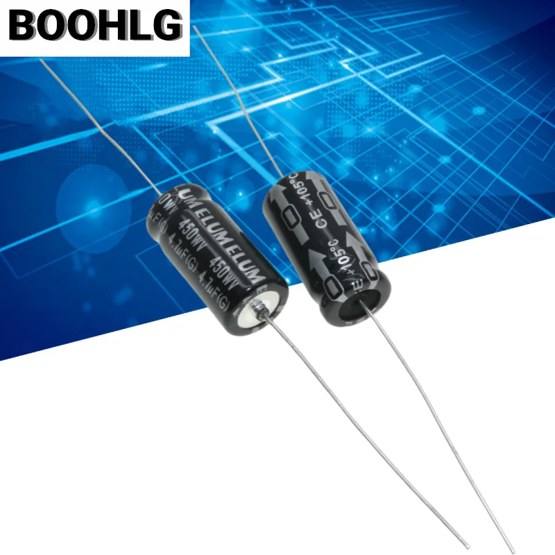 2pcs ELUM original genuine horizontal axial polarized filter electrolytic capacitor 450v 4.7uf 10X20mm
2pcs ELUM original genuine horizontal axial polarized filter electrolytic capacitor 450v 4.7uf 10X20mm