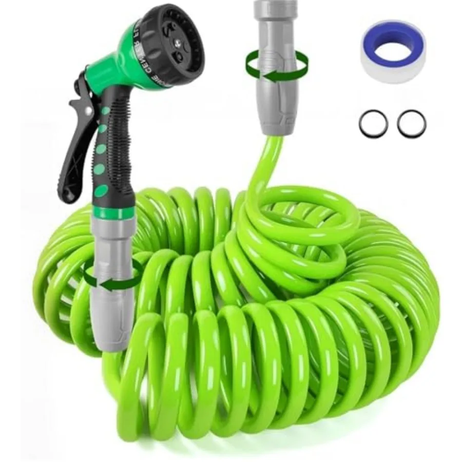 1/2" Polyurethane Coil Garden Hose 50 FT PU Flexible Recoil Water Hoses with 6-Pattern Spray Nozzle Lightweight Water Pipe for
1/2" Polyurethane Coil Garden Hose 50 FT PU Flexible Recoil Water Hoses with 6-Pattern Spray Nozzle Lightweight Water Pipe for
