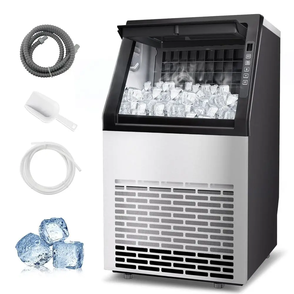 Commercial Ice Maker, 100lbs/24H with 20Lbs Storage, 36 Cubes in 11Mins, StainlSteel reestanding & Under Counter Large Ice hine
Commercial Ice Maker, 100lbs/24H with 20Lbs Storage, 36 Cubes in 11Mins, StainlSteel reestanding & Under Counter Large Ice hine