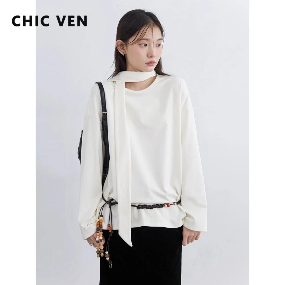 CHIC VEN Women T-Shirts Pullover Solid New Design Top O Neck Ribbon Long Sleeve Tees Warm Base Female Shirt Autumn Winter 2025
CHIC VEN Women T-Shirts Pullover Solid New Design Top O Neck Ribbon Long Sleeve Tees Warm Base Female Shirt Autumn Winter 2025